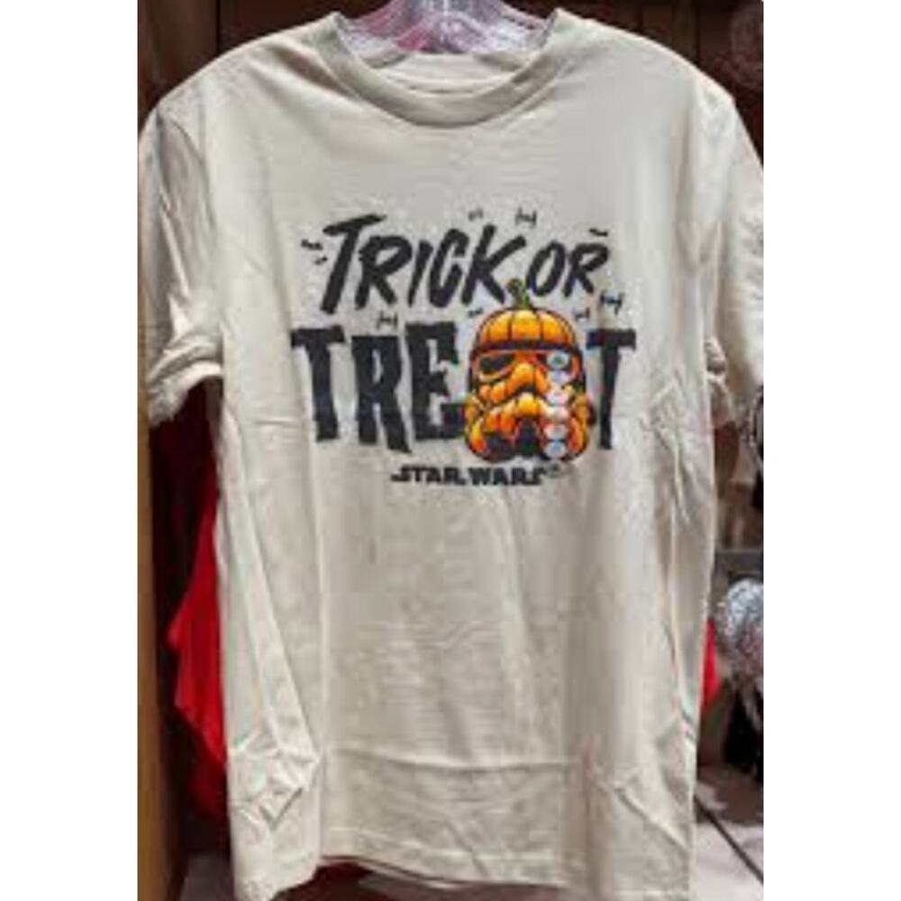 Star Wars Trick or Treat Pumpkin Stormtrooper Adult Tan Tee - NWT - Picture 6 of 6